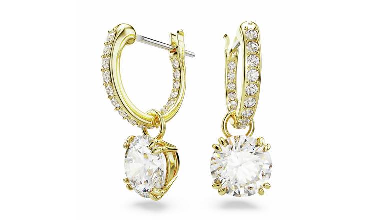 Swarovski Gold Tone Plated Crystal Stilla Drop Earrings