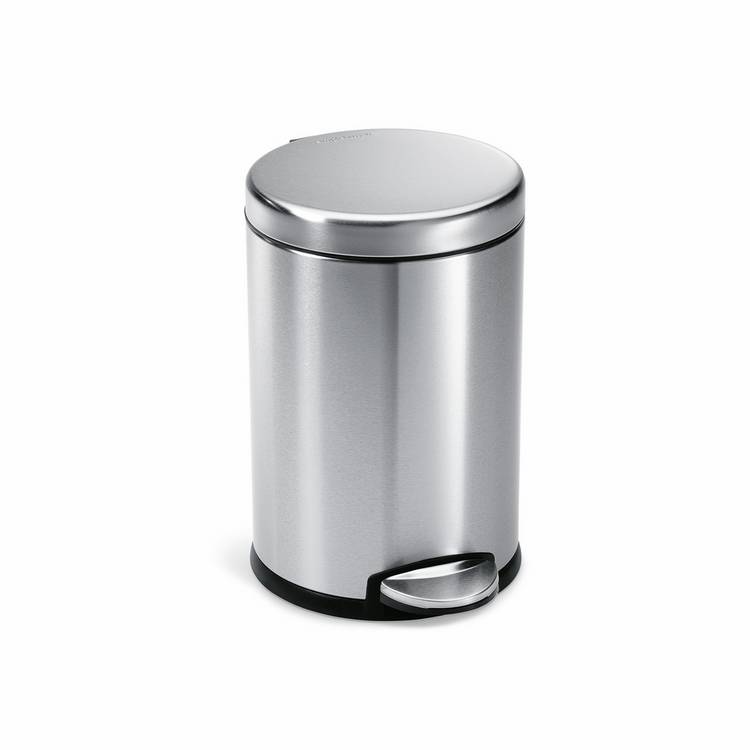 Simplehuman 4.5L Round Bathroom Pedal Bin - Silver 0