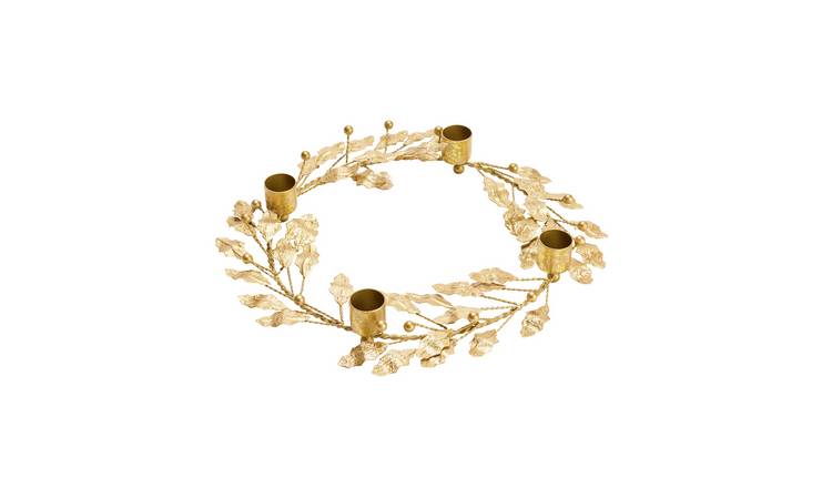 Argos Home Pressed Metal Wreath Candle Holder - Gold