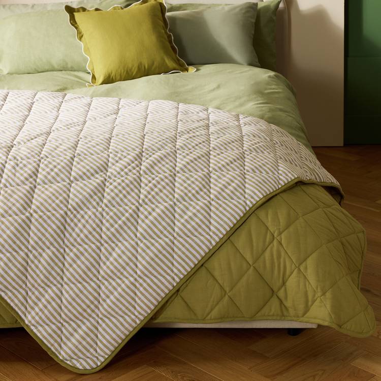 Habitat Striped Yarn Dye Bedspread - Olive - 220x200cm 0