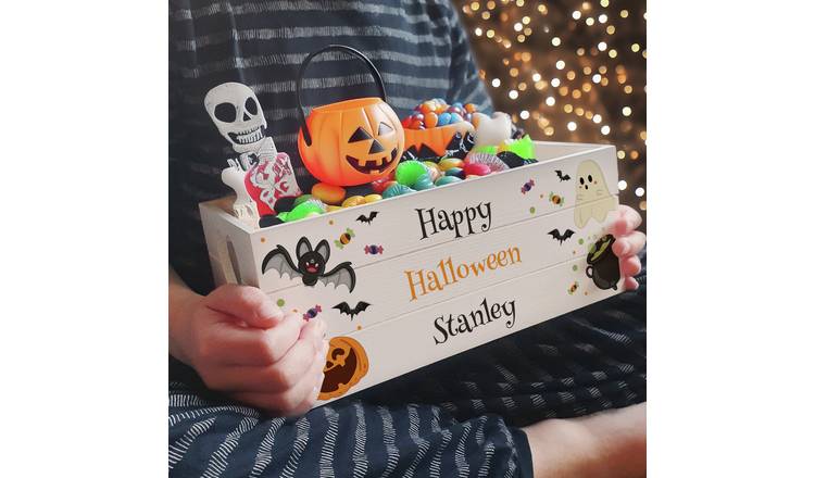 Personalised Halloween Small Wooden Treats Crate
