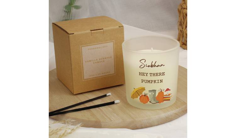 Personalised Pumpkin Frosted Glass Candle