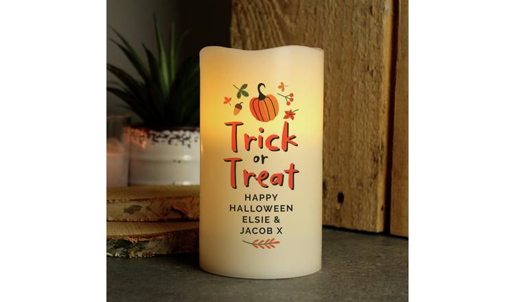 Personalised Trick Or Treat Led Candle