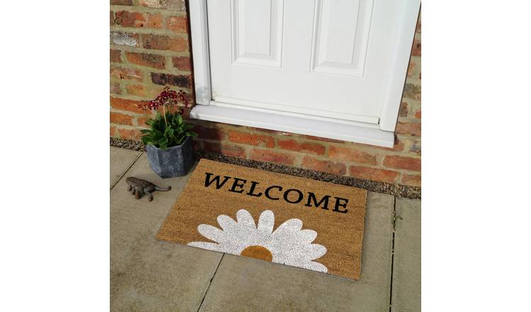 Primeur Mighty Mats Welcome Daisy Natural Doormat - 60x40cm