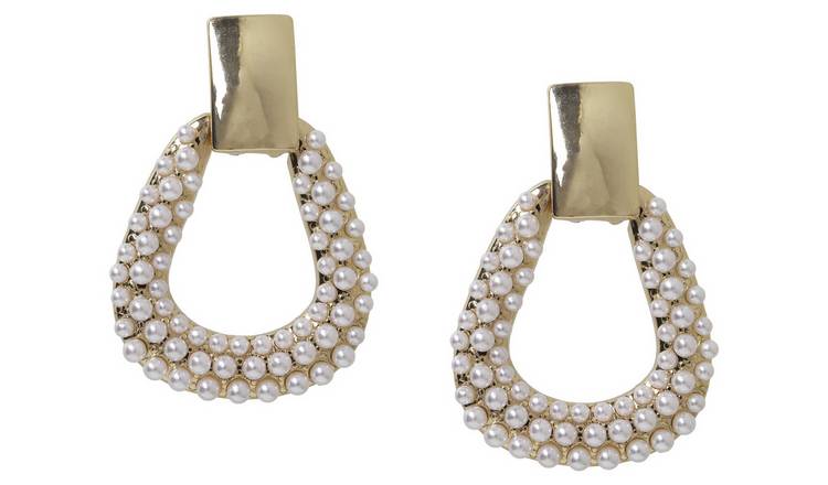 Liars & Lovers Gold Tone Pave Door Knocker Drop Earrings