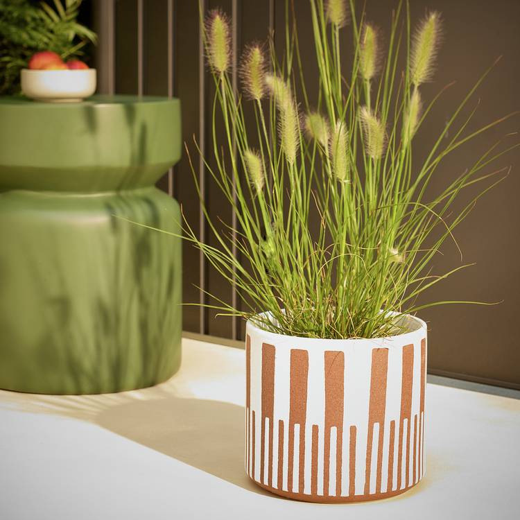 Habitat Terracotta Glaze Ceramic Orange Planter – Single 0