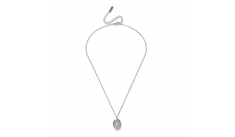 Freedom Silver Oval Locket Pendant Necklace