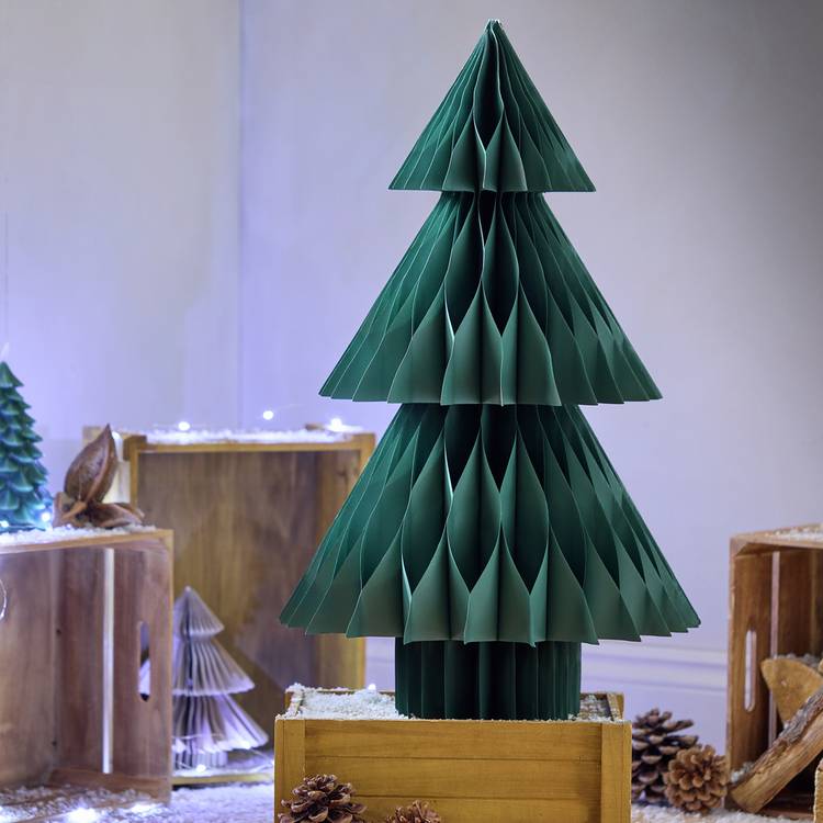 Habitat Green Paper Honeycomb Christmas Tree 0