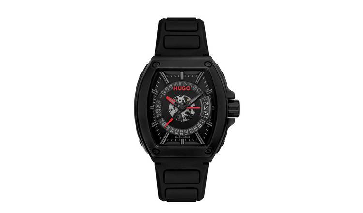 HUGO Men's Black Silicone Strap Watch