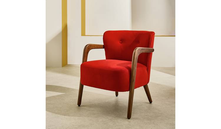 Habitat Yanni Velvet Accent Chair - Red