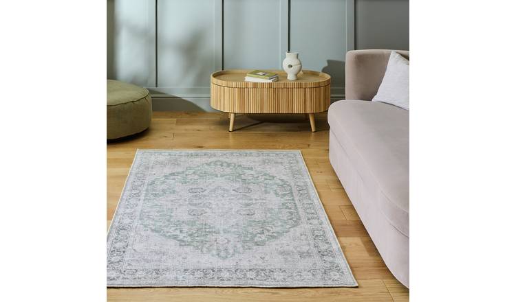 Habitat Vintage Effect Green Flatweave Rug - 120x170cm