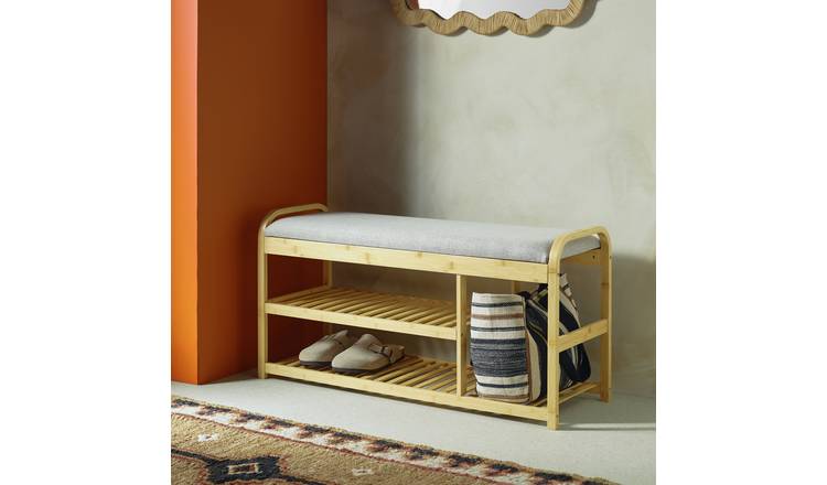 Habitat Apia 2 Shelves Shoe Bench - Natural