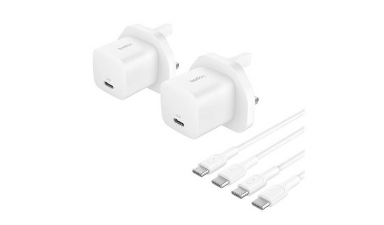 Belkin 25W USB-C Wall Charger & 1m USB-C Cable - Twin Pack