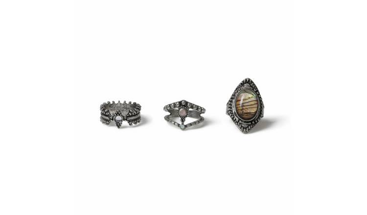 Freedom Gunmetal 3 Pack Rings - M