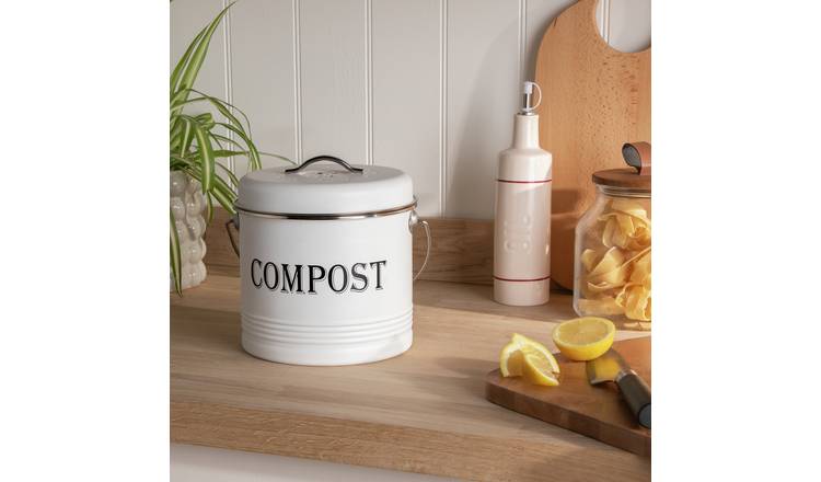 Argos Home Vintage Style Compost Caddy - White