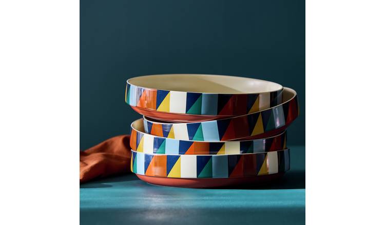 Habitat Geo Cube 4 Piece Stoneware Pasta Bowls