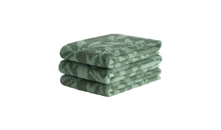 Argos Home Robin Pack of 3 Terry Tea Towels - Green
