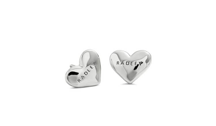 Radley Silver Plated Hammered Heart Stud Earrings