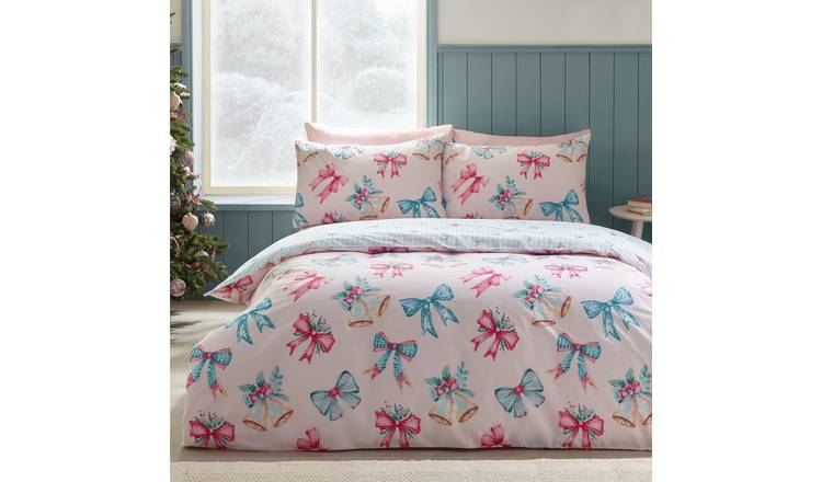 Catherine Lansfield Christmas Bows & Bells Bedding Set- King