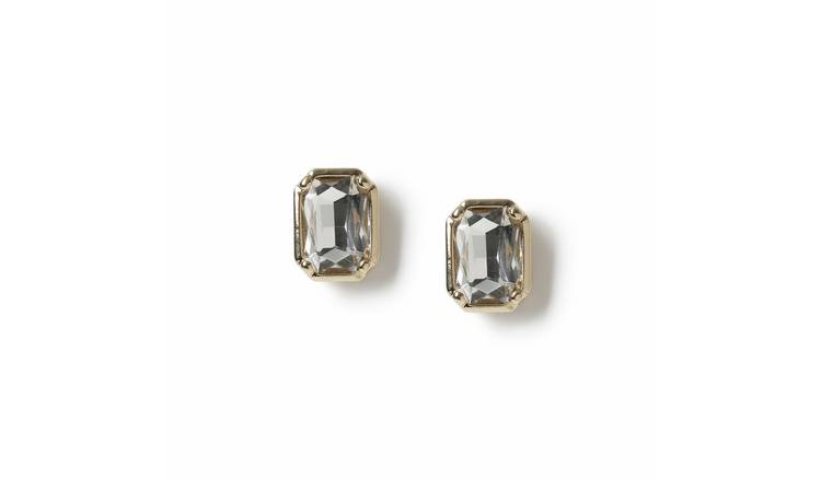 Freedom Gold Crystal Stone Stud Earrings