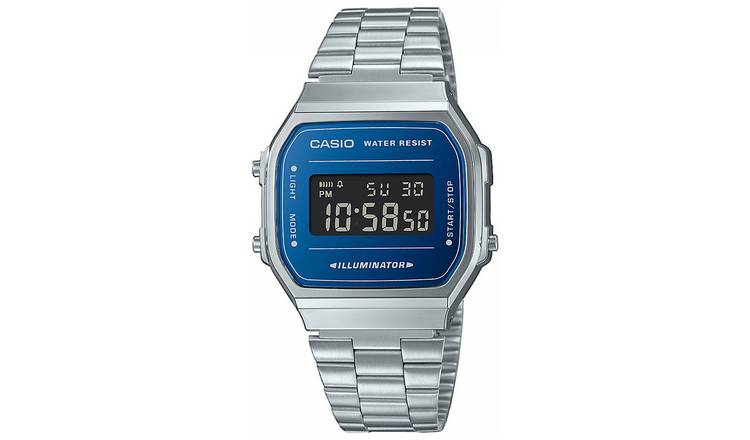 Casio Vintage Retro Blue Dial Silver Bracelet Watch