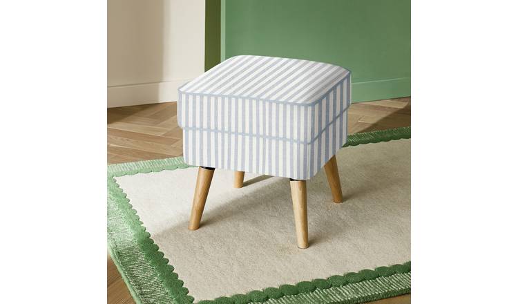 Habitat Callie Fabric Footstool - Blue Stripe