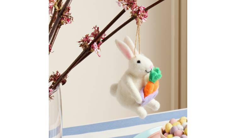 Argos Home Handcrafted Felt Bunny with Carrot Ornament