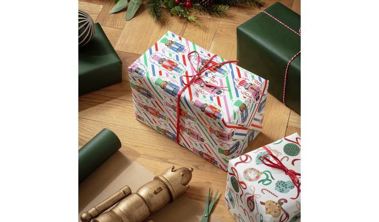 Argos Home Baubles & Nutcracker 3 Wrapping Paper With 6 Tags