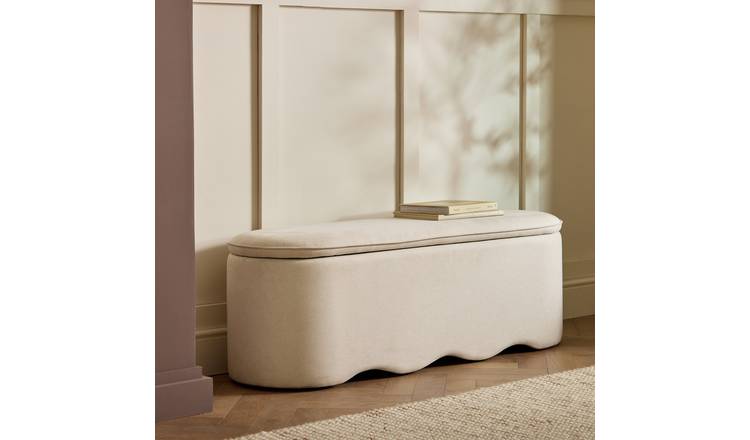 Habitat Onda Large Fabric Ottoman - Natural