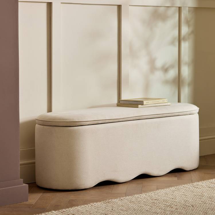 Habitat Onda Large Fabric Ottoman - Natural 0