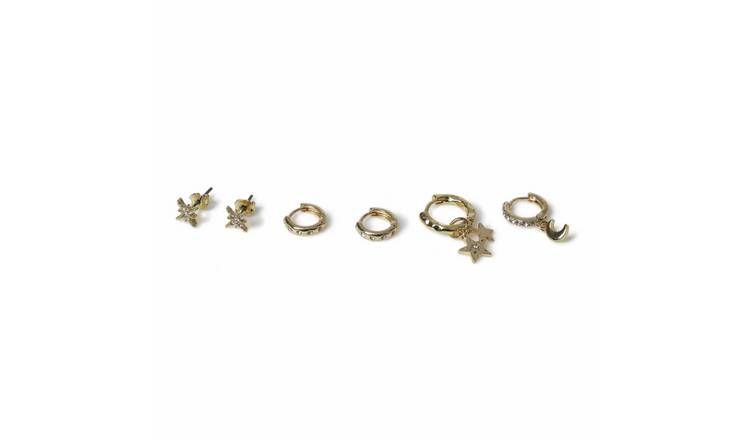Freedom Gold Star Moon Pack of 6 Earrings