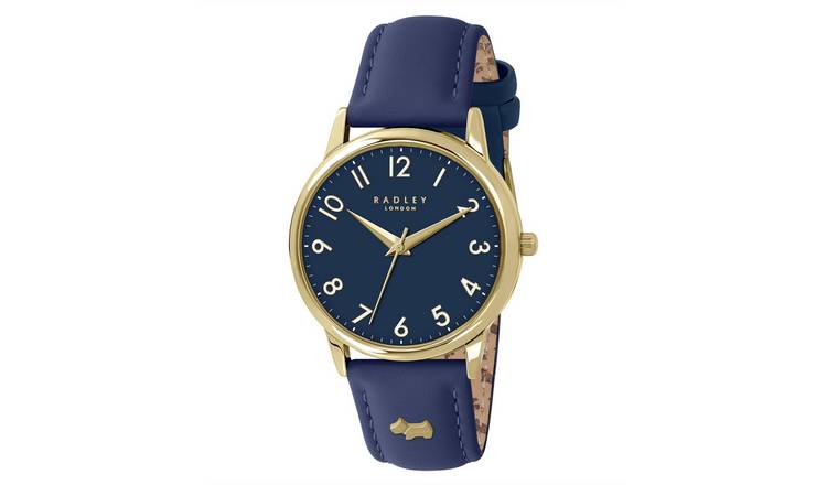 Radley Gold Plated Navy Leather Strap Watch