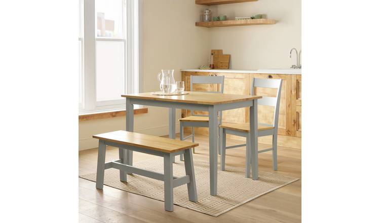Argos Home Chicago Grey Dining Table, 1 Bench & 2 Chairs