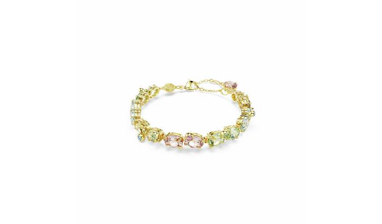 Swarovski Gold Tone Plated Crystal Gema Tennis Bracelet