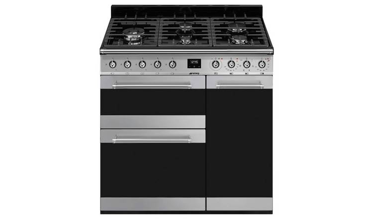 Smeg SY93-1 90cm Dual Fuel Range Cooker - Stainless Steel