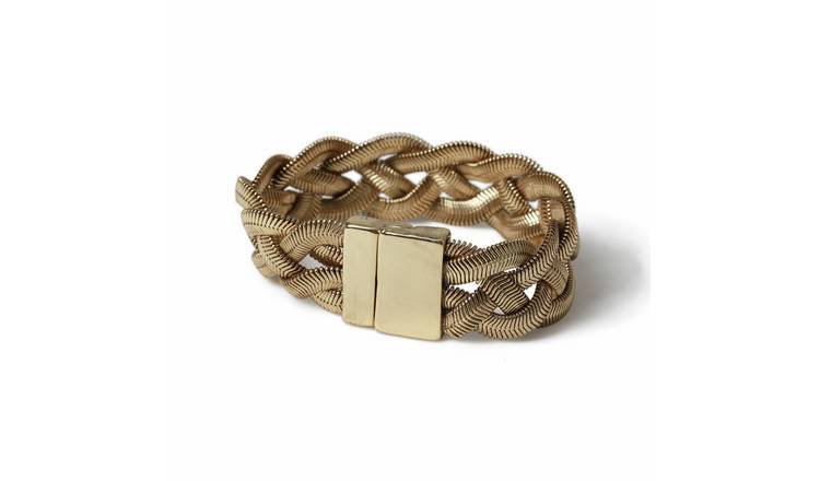 Freedom Gold Tone Snake Chain Plait Bracelet