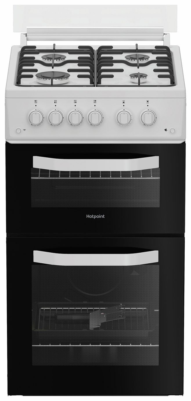 Hotpoint HTG5GCWL 50cm Twin Cavity Gas Cooker - White