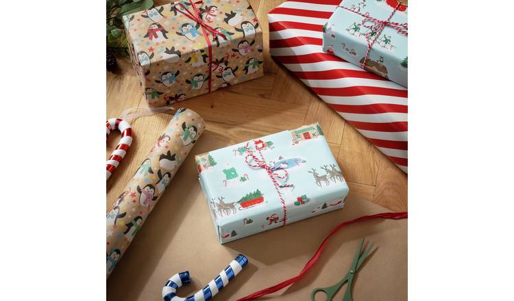 Argos Home 3 Rolls Christmas Wrapping Paper With 6 Tags