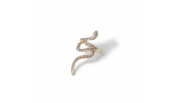 Freedom Gold Crystal Snake Ring - L
