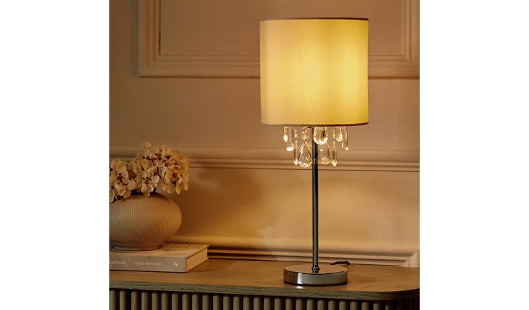 Argos Home Sophia Beaded Shade Table Lamp - Cream