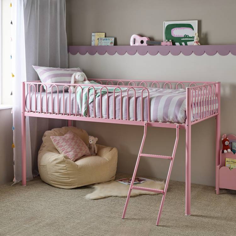 Argos Home Single Metal Midsleeper Bed Frame - Pink 0