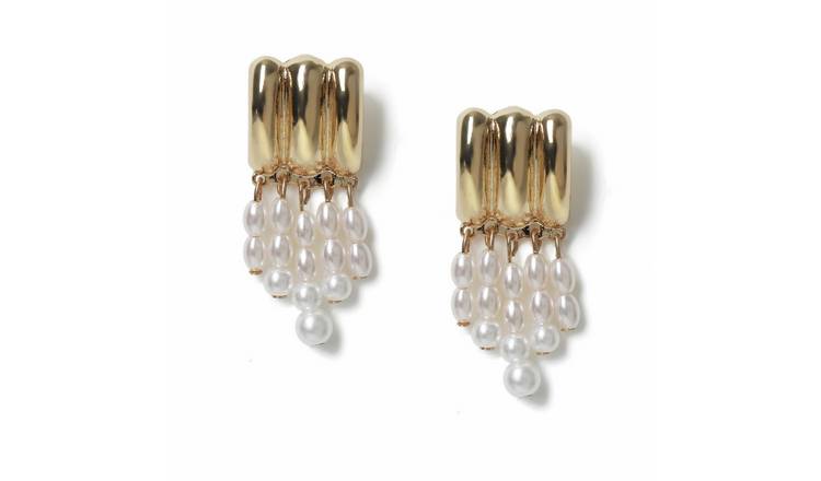 Freedom Gold Pearl Waterfall Drop Earrings