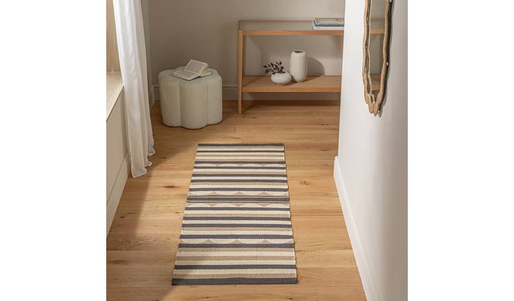 Habitat Flatweave Scalloped Stripe Runner - 200x66cm