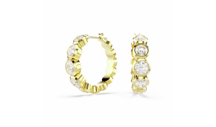 Swarovski Gold Tone Plated Crystal Imber Hoop Earrings
