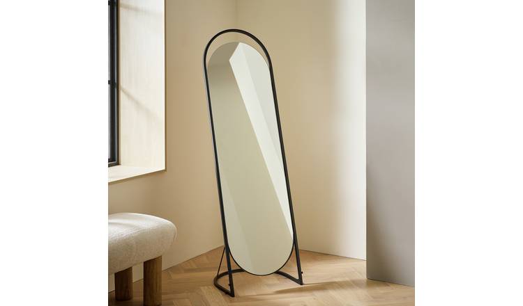 Habitat Black Metal Freestanding Frameless Mirror - 144x45cm