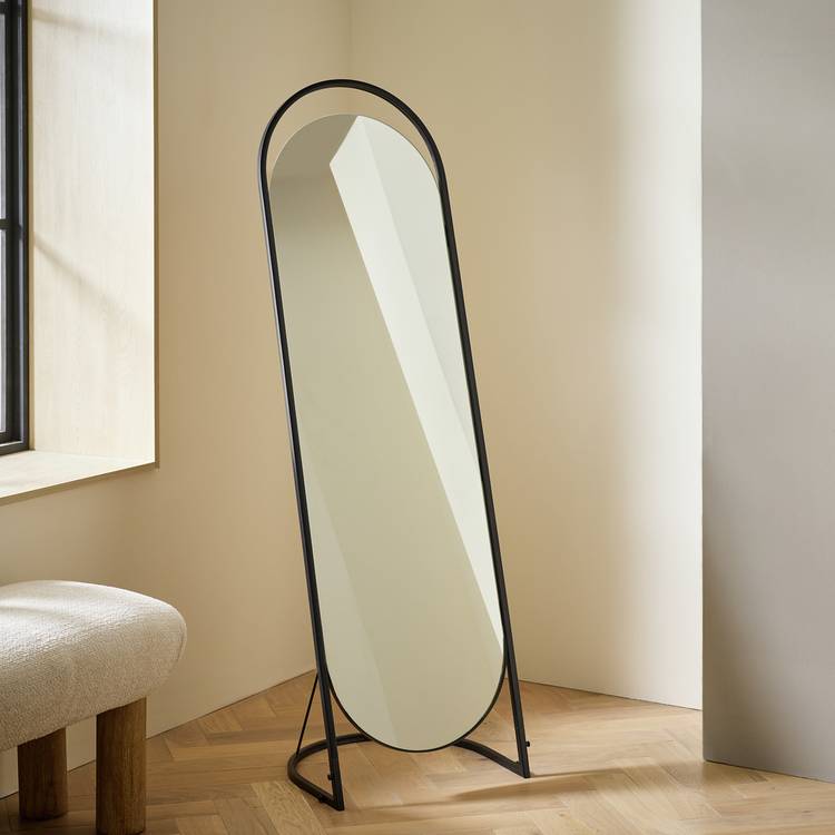 Habitat Black Metal Freestanding Frameless Mirror - 144x45cm 0