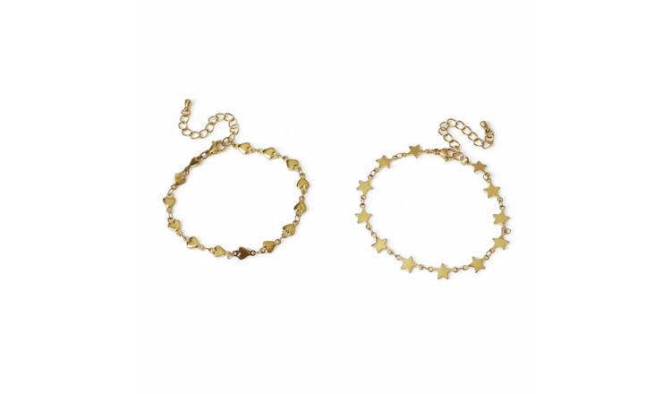 Freedom Gold Heart & Star Link Bracelets
