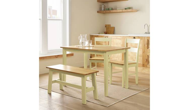 Argos Home Chicago Cream Dining Table, 1 Bench & 2 Chairs