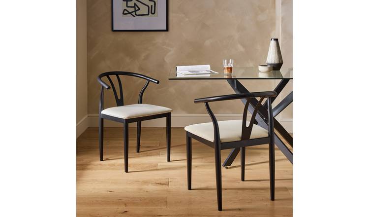 Argos Home Desiree Pair of Fabric Chairs - Black