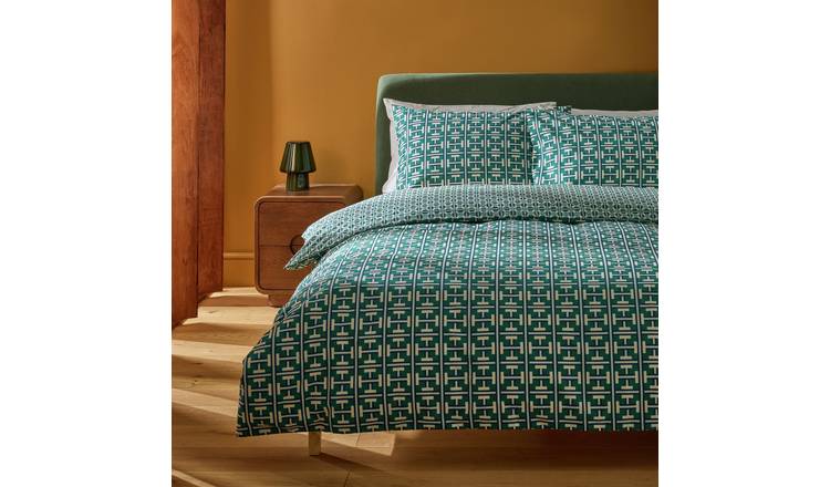 Habitat Geo Box Print Teal Bedding Set - King size